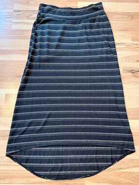 prAna Jasmine Maxi Skirt Womens M Dark Gray Striped High Low Hem Pockets
